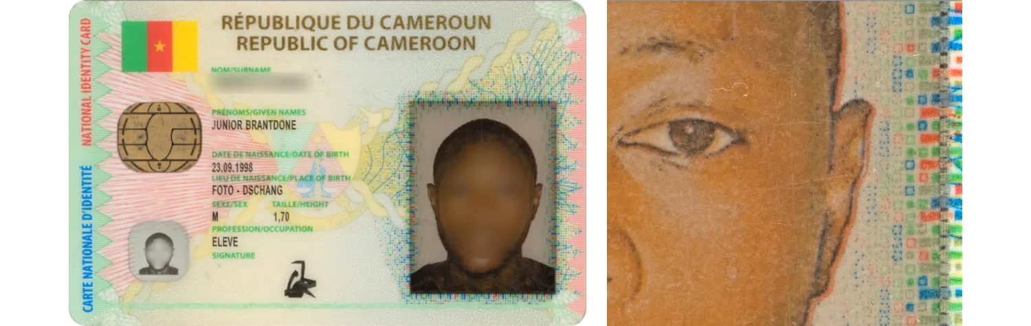 ID card of Cameroon. Gemalto Color Laser Shield